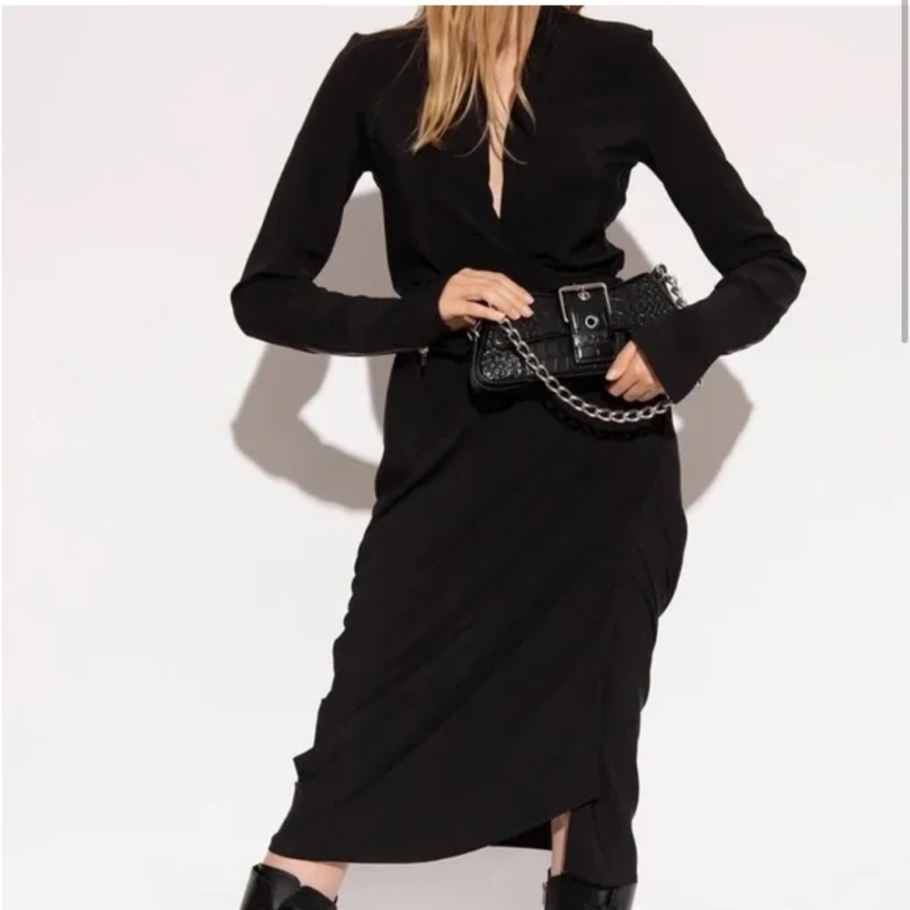 Rick Owens Drape Long Sleeve Wrap Dress Size 40 - Picture 6 of 13